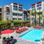 furnished apartment with a pool as one of the features